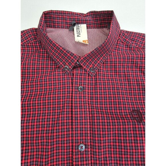 Ben Sherman Plectrum Size Large Men Red Black Check Embroidered Chest Logo Shirt - Picture 1 of 12